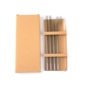 Eco-friendly set of four grey glass straws with cleaning brush in a brown paper box - 0.8x20CM Set (Grey)