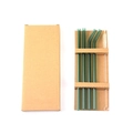 Eco-friendly green glass straw set with 2 straight, 2 bent straws and brush in kraft box - 0.8x20CM Set (Lake Green)