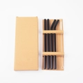 10-piece black stainless steel straw set with 8 straws and 2 brushes in kraft box - 0.8x20CM Set (Black)