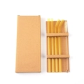 Eco-friendly set of 4 yellow heat-resistant glass straws with cleaning brush and brown box - 0.8x20CM Set (Gold)