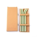 Reusable light green glass straw set with 2 straight, 2 bent straws and 1 cleaning brush - 0.8x20CM Set (Jade Green)