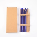 Reusable 5-piece blue heat-resistant glass straw set with 2 straight and 2 bent straws - 0.8x20CM Set (Royal Blue)
