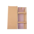 Eco-friendly set of four pink glass straws with cleaning brush in kraft paper box - 0.8x20CM Set (Purple)