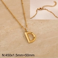 Gold titanium steel letter D pendant necklace with crystal accents and bead chain - Gold Letter D (KN286973-Z)