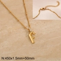 Sparkling gold-plated initial F letter pendant necklace with rhinestone inlays on stone - Gold Letter F (KN286975-Z)