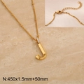 Letter J pendant necklace in gold stainless steel with sparkling diamond accents - Gold Letter J (KN286979-Z)