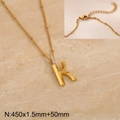 Golden titanium steel necklace with crystal-inlaid letter K pendant and O-chain - Gold Letter K (KN286980-Z)