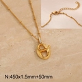 Golden titanium steel necklace featuring a diamond-encrusted letter Q pendant with thin chain - Gold Letter O (KN286984-Z)