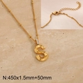 Golden titanium steel S letter pendant necklace with small rhinestones for women - Gold Letter S (KN286988-Z)