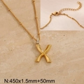 Polished gold plated titanium steel necklace featuring a crystal-set letter X pendant - Gold Letter X (KN286993-Z)