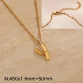 Golden titanium steel letter Y pendant necklace with crystal inlay and beaded chain - Gold Letter Y (KN286994-Z)