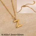 Gold titanium steel necklace with diamond-encrusted Z letter pendant and chain detail - Gold Letter Z (KN286995-Z)
