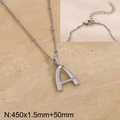 Silver stainless steel necklace with sparkling rhinestone paved letter A pendant - Silver Letter A (KN286996-Z)