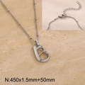 Minimalist silver steel necklace featuring capital letter B pendant and 450mm chain - Silver Letter B (KN286997-Z)