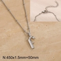 Silver stainless steel necklace featuring a letter F pendant with small bead chain details - Silver Letter F (KN287001-Z)