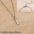 Minimalist silver rectangular bar pendant necklace in titanium steel with dimensions - Silver Letter I (KN287004-Z)
