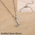 Silver titanium steel necklace with letter J pendant featuring subtle diamond accents - Silver Letter J (KN287005-Z)