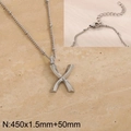 Polished silver titanium steel necklace featuring a minimalist 3D letter X pendant - Silver Letter X (KN287019-Z)