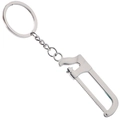 Mini silver metal saw keychain pendant with realistic teeth on a white background - Hacksaw