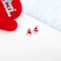 Christmas DIY jewelry charm with red and white oil-dripped bell and zircon detail - No.30 Small Bell