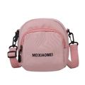 Pink minimalist crossbody bag with adjustable strap and front zipper pocket detail - Pink Without Charm