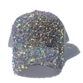 Detail von Regenbogen-Pailletten auf Baseballkappe mit grauem Mesh-Gewebe - M (56-58cm) / Grau