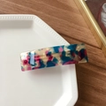8.5cm acetate hair clip with blue and pink marbled resin finish for women - Floral Purple