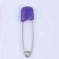 Single purple smile baby safety pin with silver metal body on white background - Small / Purple