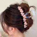 Matte finish hair claw clip featuring pink heart patterns for elegant updo styles - Cute Pink Hearts Claw