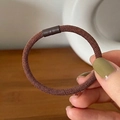 Brown elastic hair tie with twill texture and seamless bond for daily ponytail styling - Dark Brown