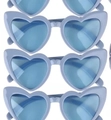 Light blue heart shaped sunglasses with transparent frames displayed in vertical array - Blue Frame / Blue Lens