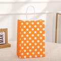 Bolsa de papel naranja con lunares blancos y asas tejidas para fiestas de cumpleaños - 339-1 Naranja con Lunares Blancos