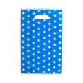 Blue plastic party gift bag with white polka dots and die-cut handle for candy packing - 10pcs/Pack / Light Blue