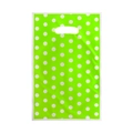 Vibrant green plastic party gift bag with white polka dots and handle cutout - 10pcs/Pack / Grass Green