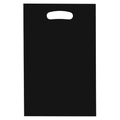 Solid black pearlescent plastic gift bag with die-cut handle for party favors - Black