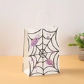 Halloween kraft paper gift bag with purple spider and black web print on white base - Style 13-AB (Purple Spider) / 21x15x8cm