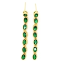 Elegant gold long drop earrings with green oval zircon stones and geometric tassel design - Ellipse Shape Green (e1绿色)