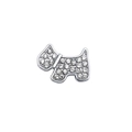 Chrome alloy Scottie dog charm pendant with pavé set white zircon for DIY collars - 10mm / Dog