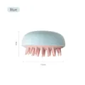 Scalp massager brush in blue and pink silicone finish, compact 7.5cm diameter design - Blue