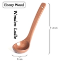 Natural ebony wood soup ladle measuring 28cm long with a practical hanging hole - 28cm*7.5cm