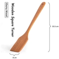 Ebony wood square spatula for non-stick pans with long handle, 33.5 cm length - Ebony Square Spatula / 33.5cm*8cm