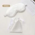 Satin silk sleep mask set with matching drawstring storage pouch in pure white finish - White