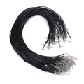 Plusieurs colliers en cordon ciré noir avec fermoirs mousquetons argentés et chaînes - 1.5mm Noir 45+5cm Chaîne d'Extension
