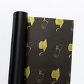 Waterproof matte black flower wrapping paper with gold graduation cap and diploma patterns - Graduation Season - Black