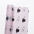 Pink graduation flower wrapping paper with black mortarboard and white scroll patterns - Graduation Season - Pink