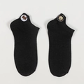 Short cotton ankle socks in black featuring a cute cartoon bear embroidery detail - One Size / Dark Grey