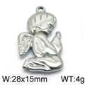 Pendente angelo in preghiera in acciaio al titanio argento da 28x15mm e 4g - Stile Angelo in Preghiera Colore Acciaio(KLJ5950-Z) / 28*15mm