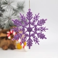 Sparkly purple 10cm snowflake ornament with glitter finish for Christmas tree decor - Purple