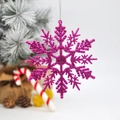 Sparkling purple glitter snowflake ornament for Christmas tree decor and holiday parties - Rose Red