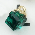 Colgante cuadrado de cristal verde esmeralda con aro dorado para creación de joyas DIY - Verde pavo real